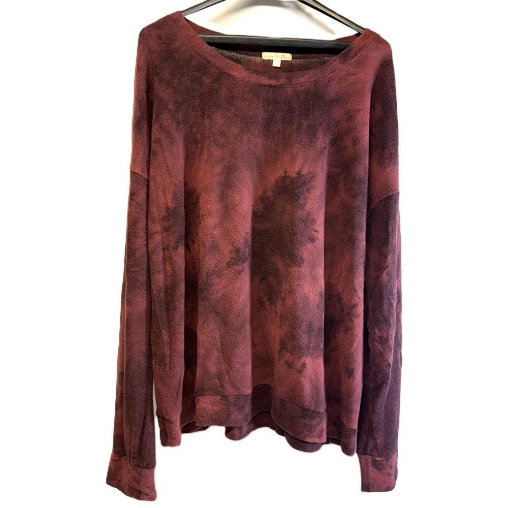 Women’s XXL Tie-Dye Sweater-Fall – Maroon/Burgundy, Lightweight, Plus Size
